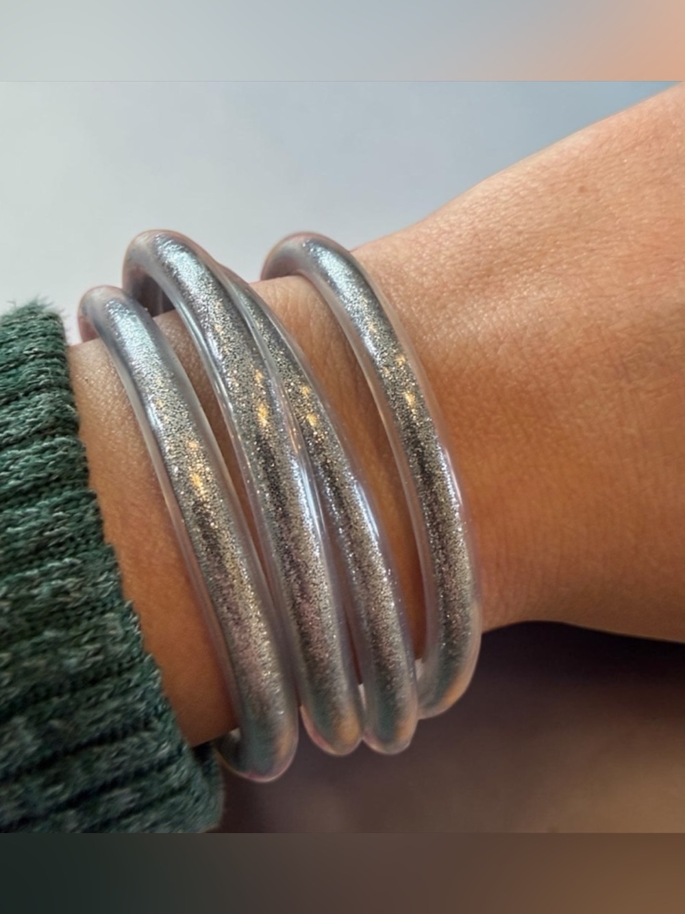 Plunder Silver Bracelet Set with Cream Ribbon - Picture 2 of 3